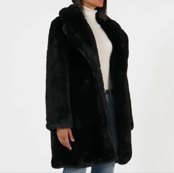 APPARIS Faux Fur Coat. Deep Forest Green. Size Large. - Picture 3 of 6